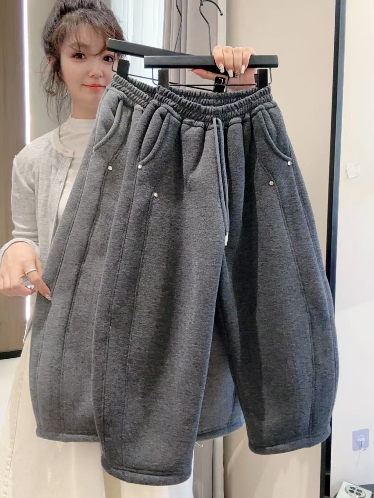 【850克加厚暖羊绒】男女童糯米裤加厚弯刀阔腿裤韩版百搭保暖冬季