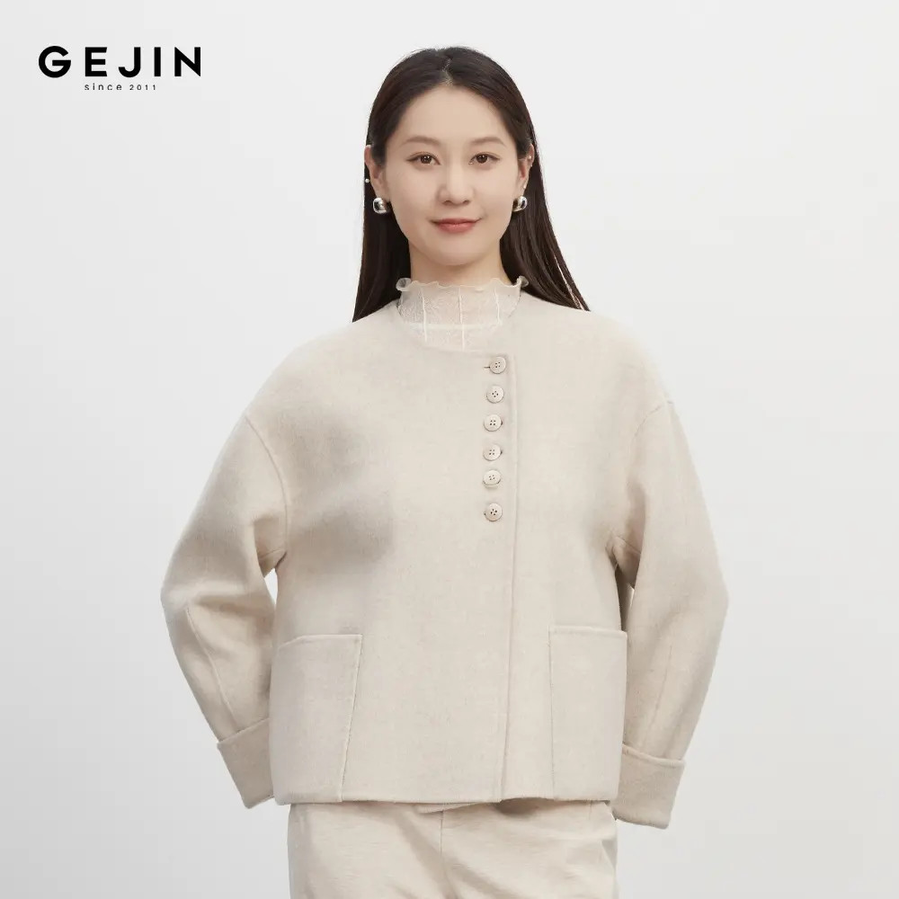 GEJIN/歌锦秋冬新款优雅中式设计舒适保暖双面羊毛大衣9352570430