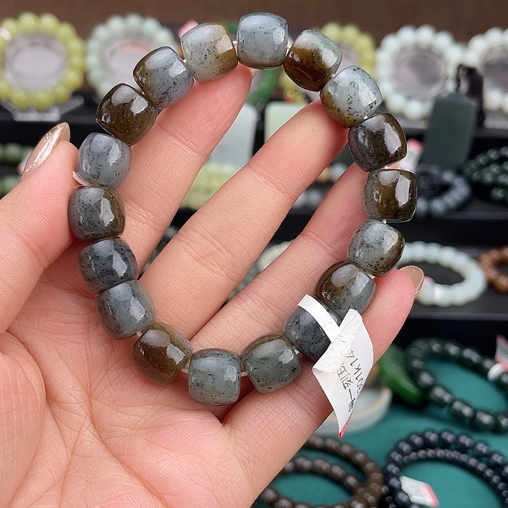 和田玉未镶嵌手链糖青花卡12