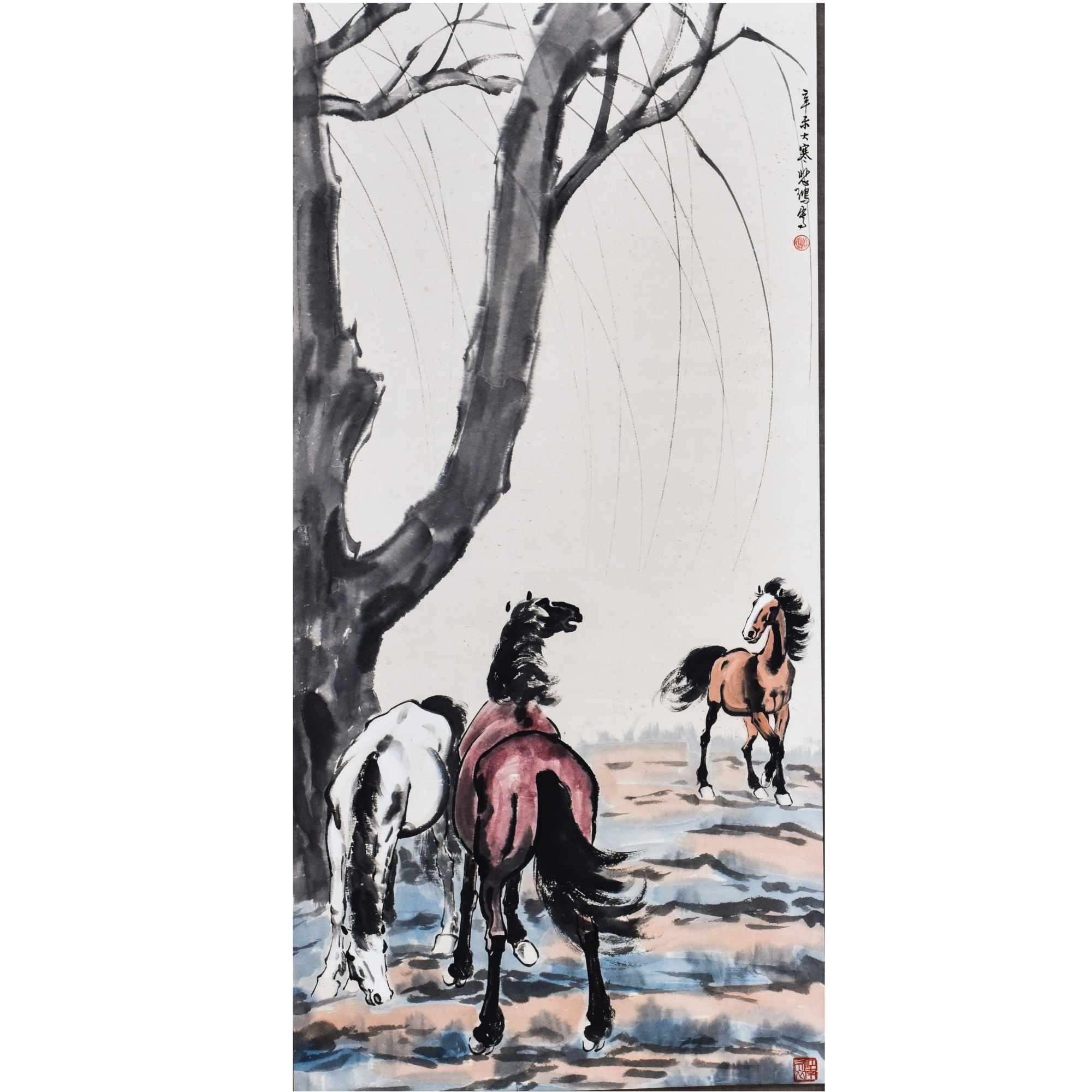 Lot 1452 《三骏图》 137cm*67cm