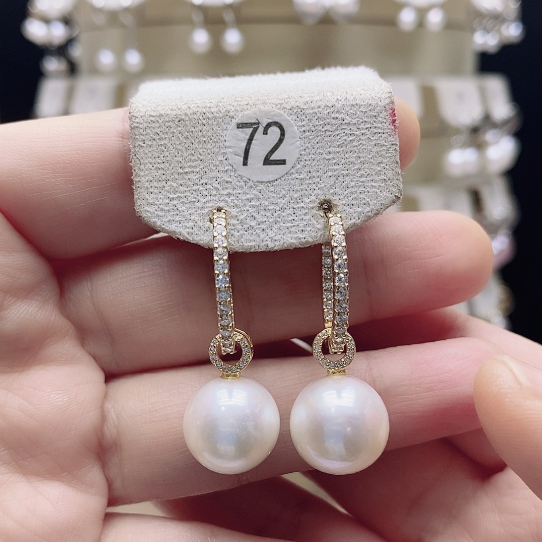 银S925镶嵌耳饰淡水珍珠