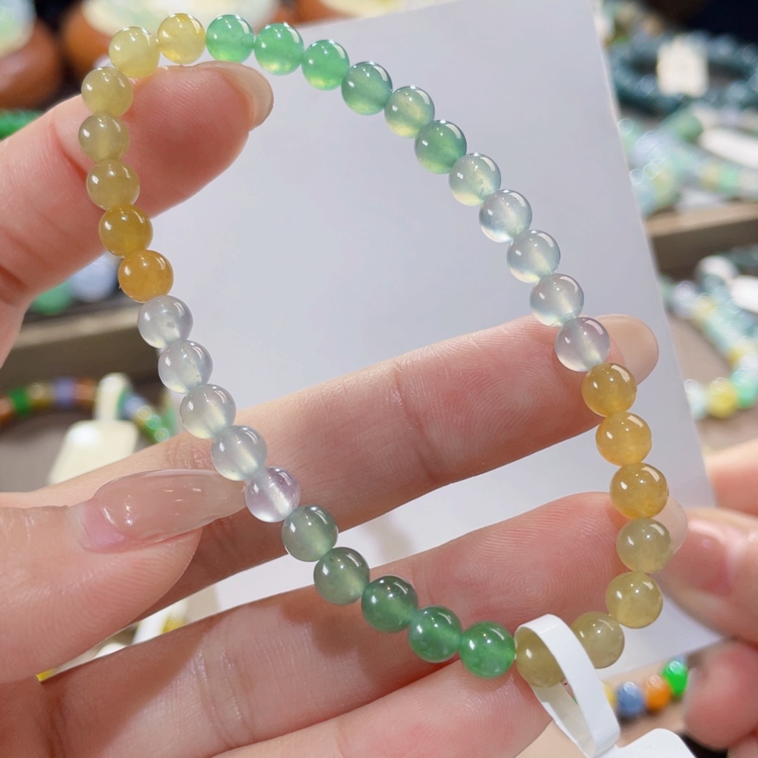 未镶嵌手链翡翠冰三彩卡5.4