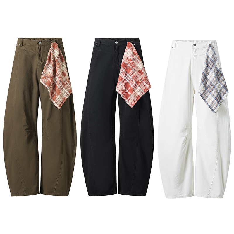 男女同款白色美式水洗弯刀牛仔休闲裤男宽松 baggy版型垂感镰刀