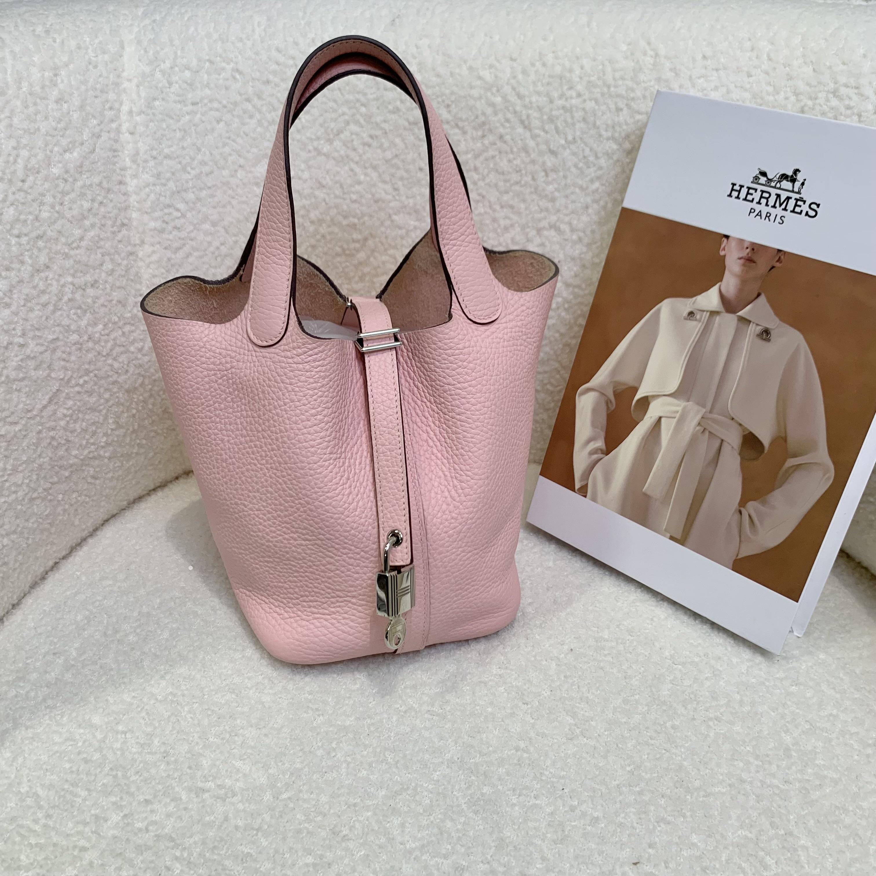 99新 Hermes/爱马仕 十一壹臻/樱花粉银扣菜篮子18B刻 32054283