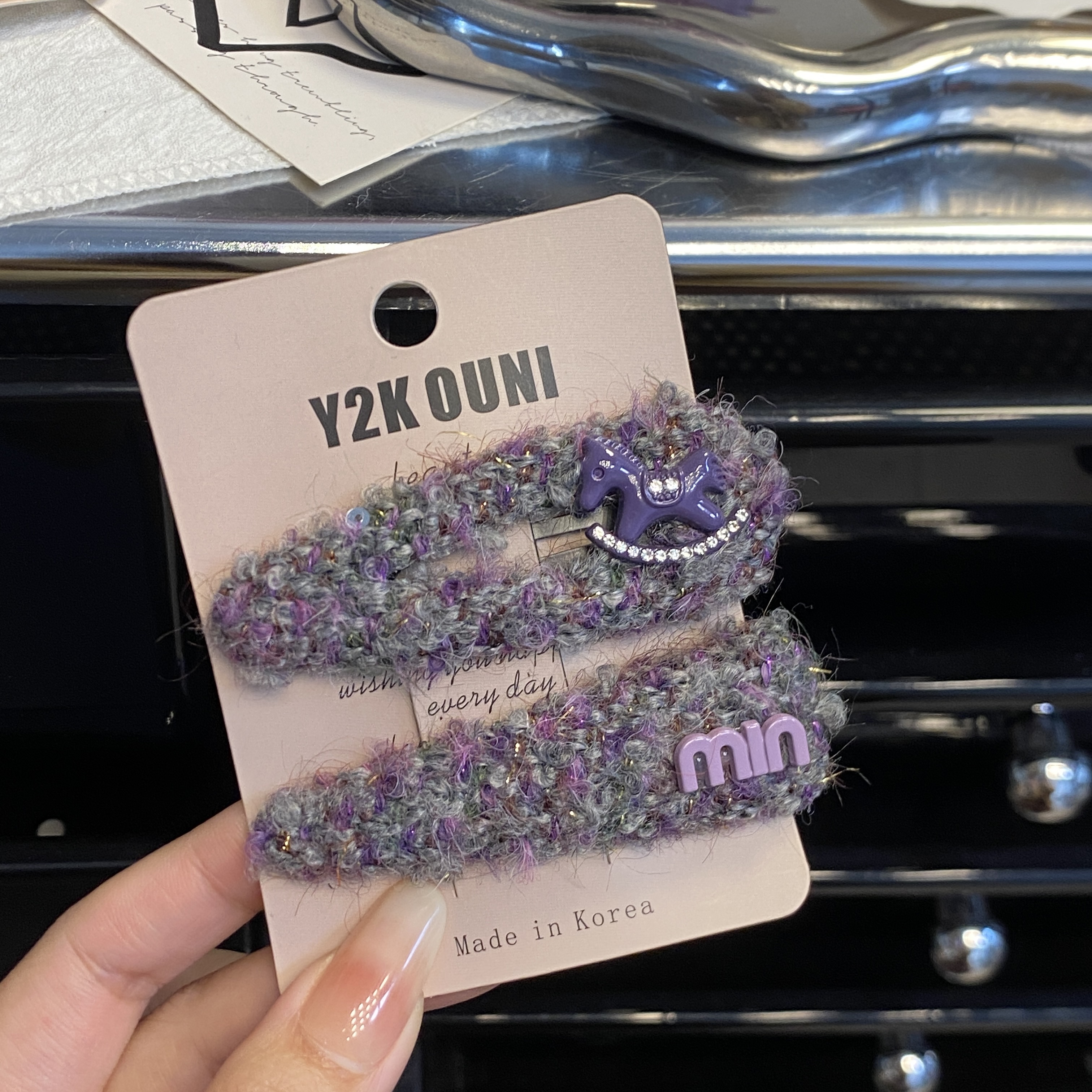 韩国MIMILINE秋冬新款BB夹紫色系千金风休闲风百搭时尚发卡碎发夹