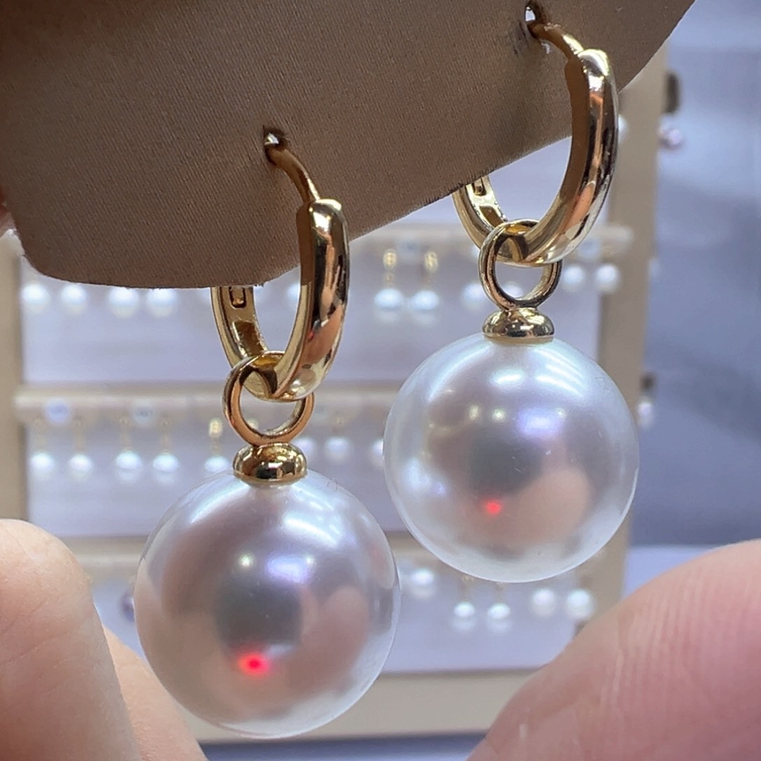 银S925镶嵌淡水珍珠耳饰