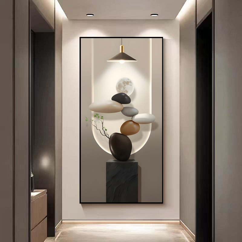 石来运转玄关装饰画现代轻奢高级感过道走廊壁画入户画正对门挂画