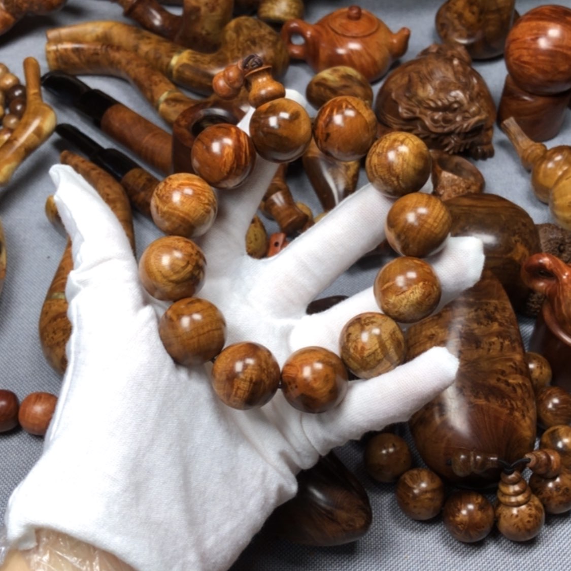 【闪购商品】木麻梨疙瘩火琉璃手把件