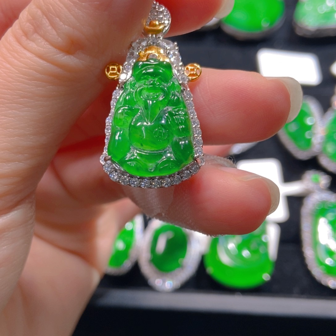 翡翠吊坠(不含链)银S925镶嵌