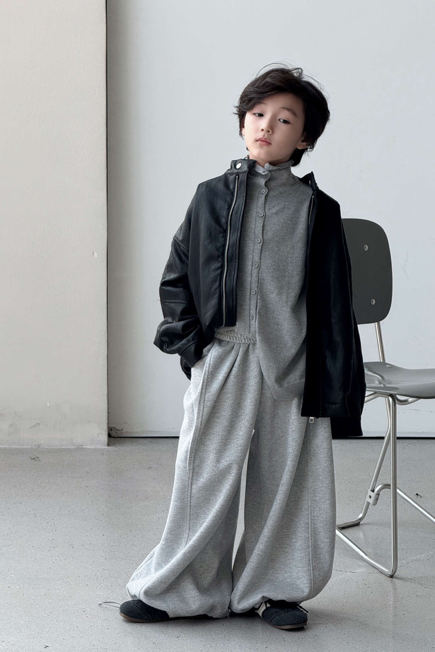 街头潮酷立领夹克男童2025秋季韩版痞帅宽松百搭休闲儿童皮衣外套