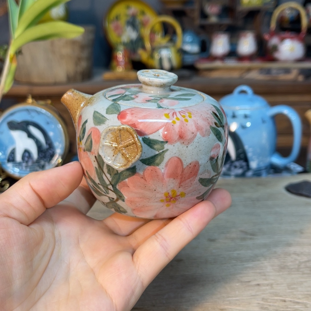 壶素浅陶瓷手工手绘