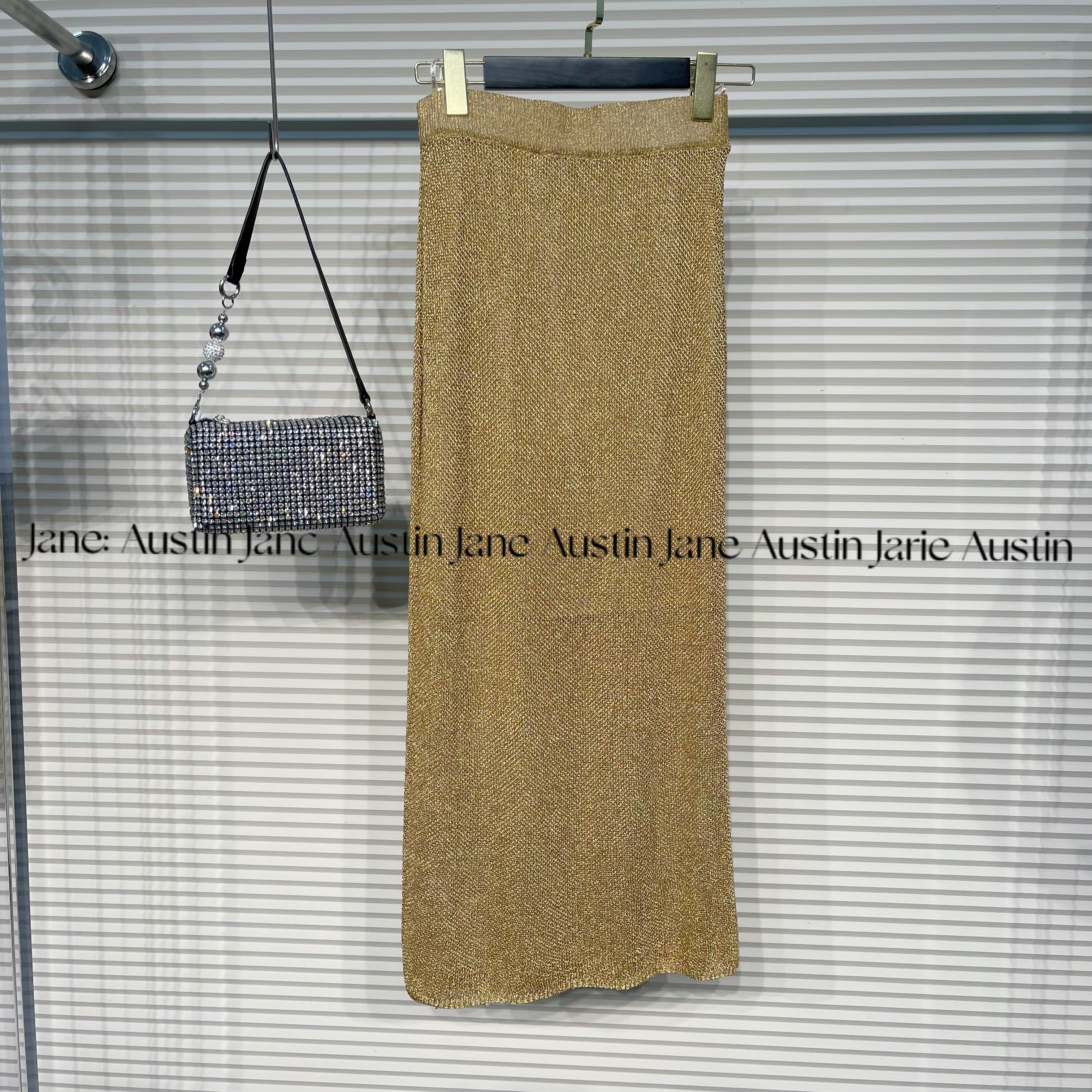 Jane Austin （一池金月）2024水晶纱显瘦松紧腰百搭潮流女半裙