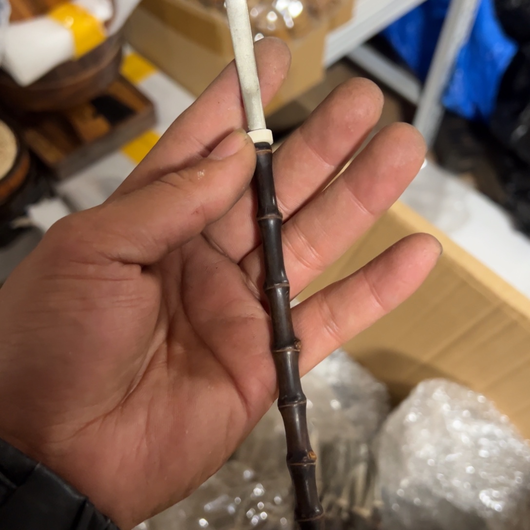 纯锡紫竹鞭茶拨。   