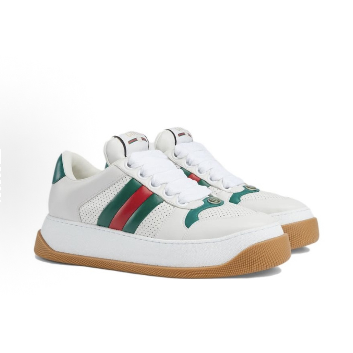 全新未使用 GUCCI/古驰 白绿网眼胖丁鞋 脏脏鞋 男女同款