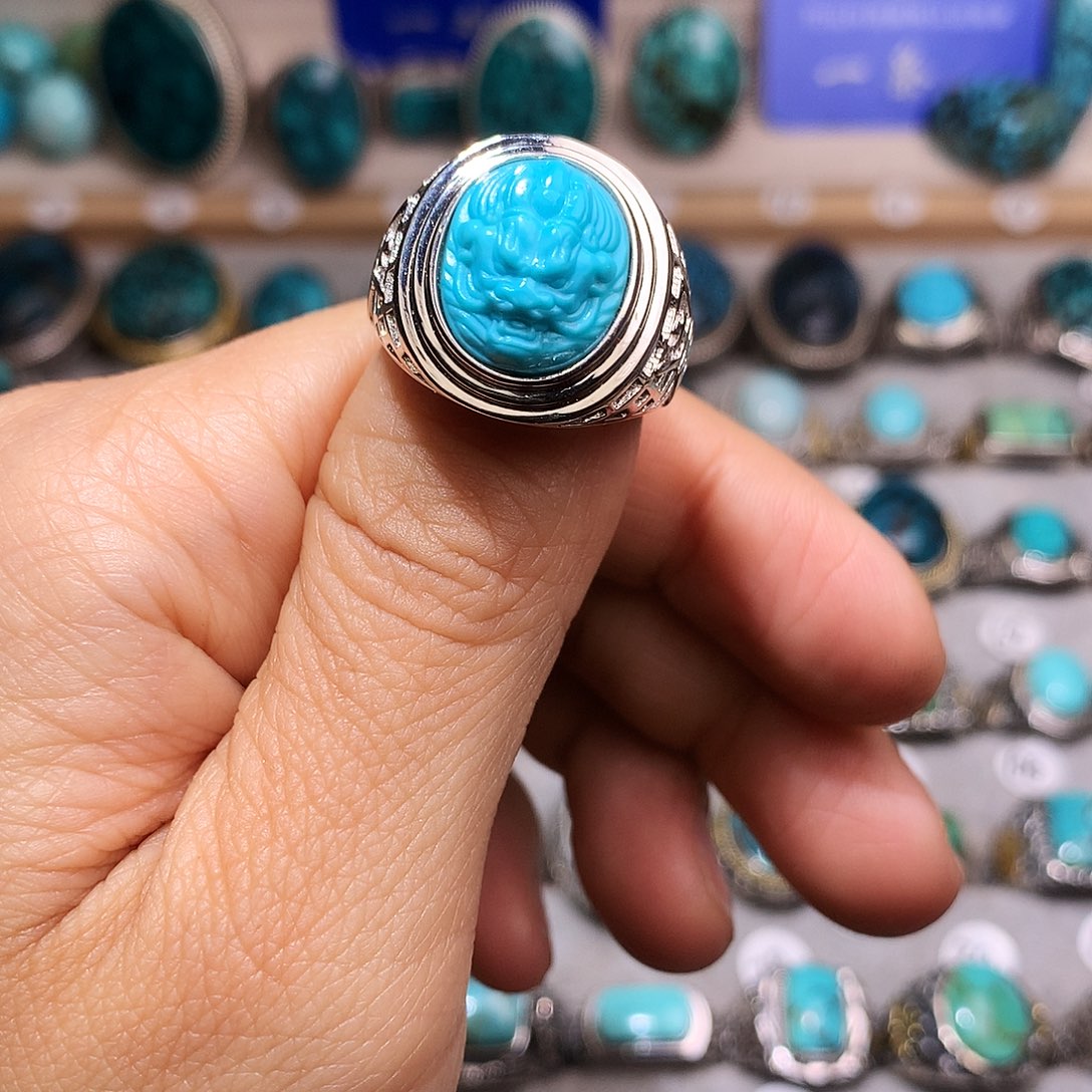 绿松石挂件银S925镶嵌