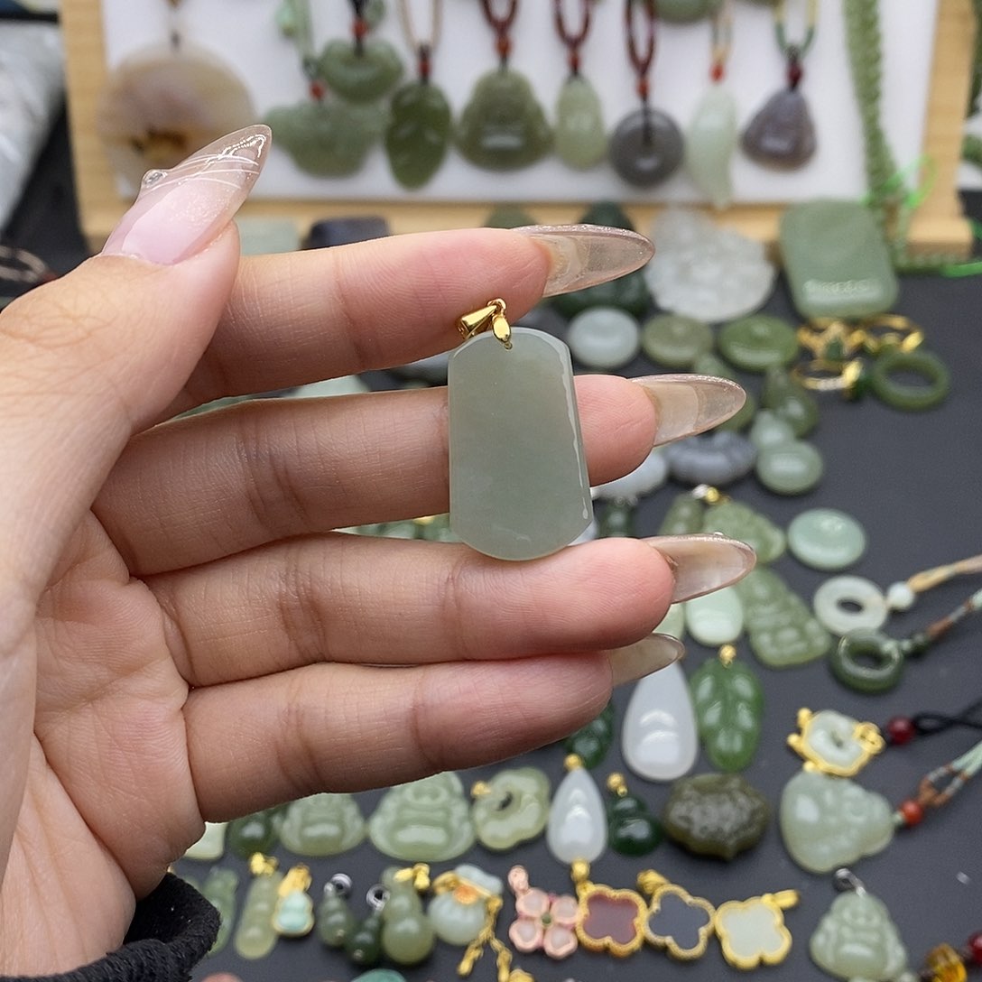 和田玉吊坠(不含链)银S925镶嵌