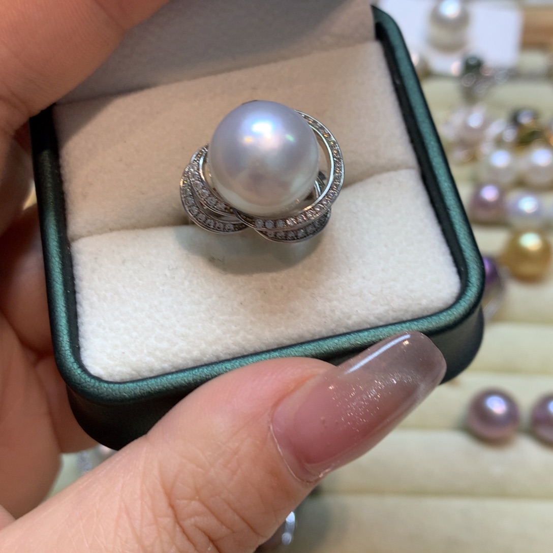 海水珍珠戒指银S925镶嵌