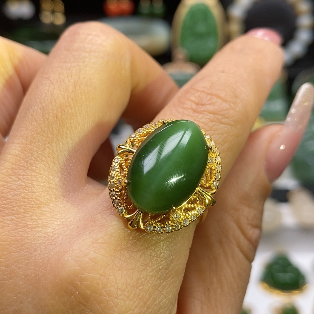 和田玉颈饰银S925镶嵌猫眼