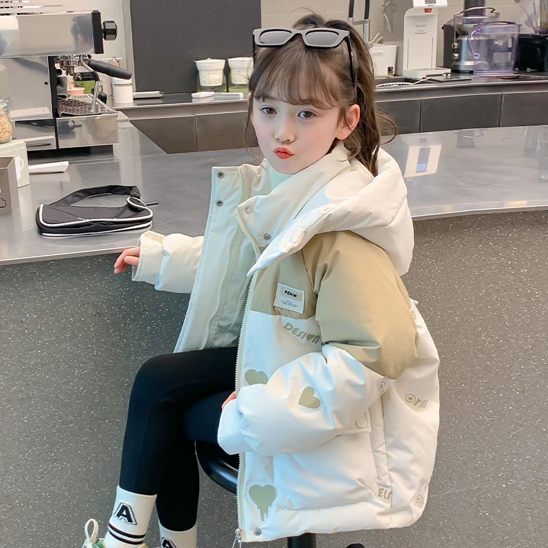 女童冬装羽绒棉服2025新款洋气大童加厚童装女孩冬季连帽棉衣外套