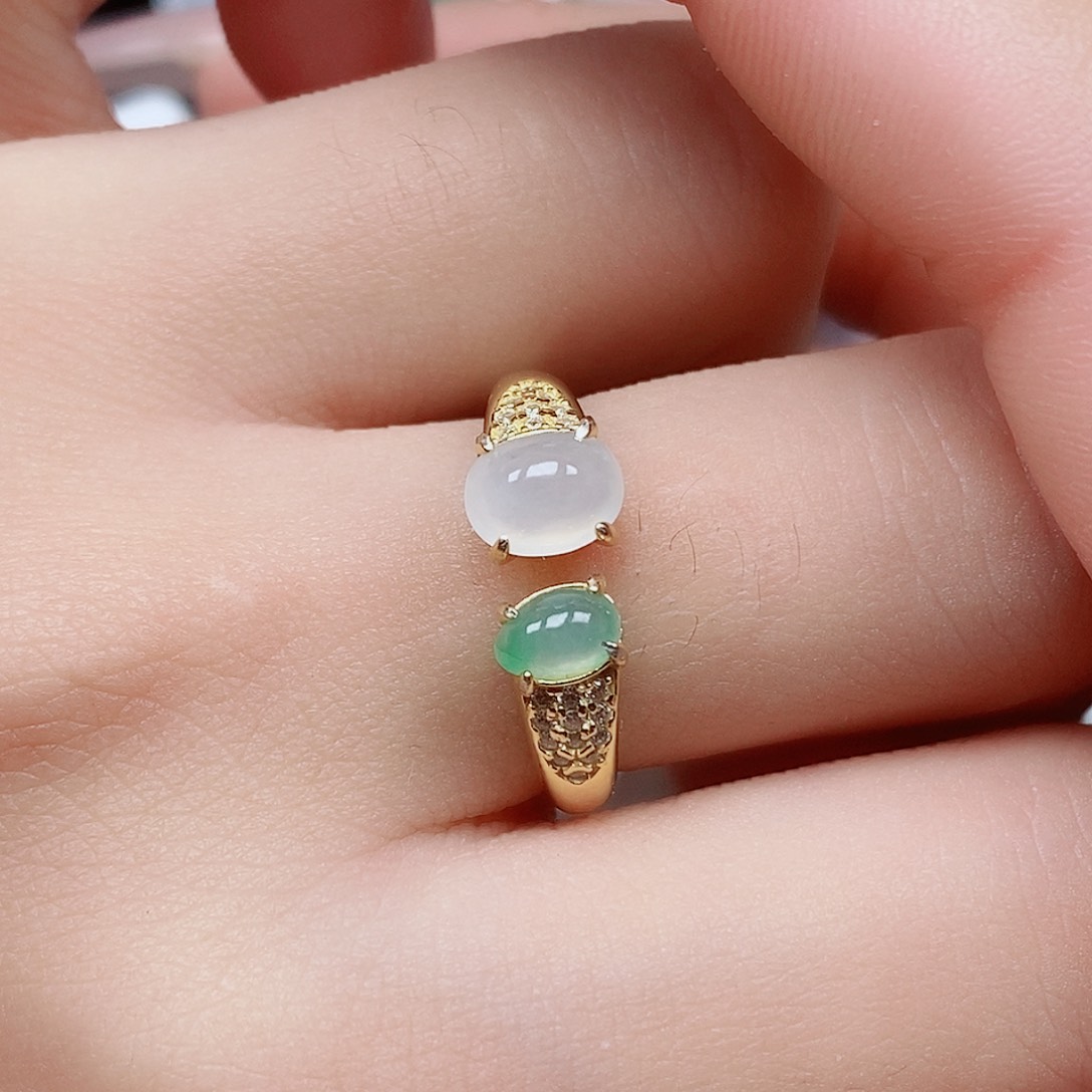 翡翠手链银S925镶嵌戒指