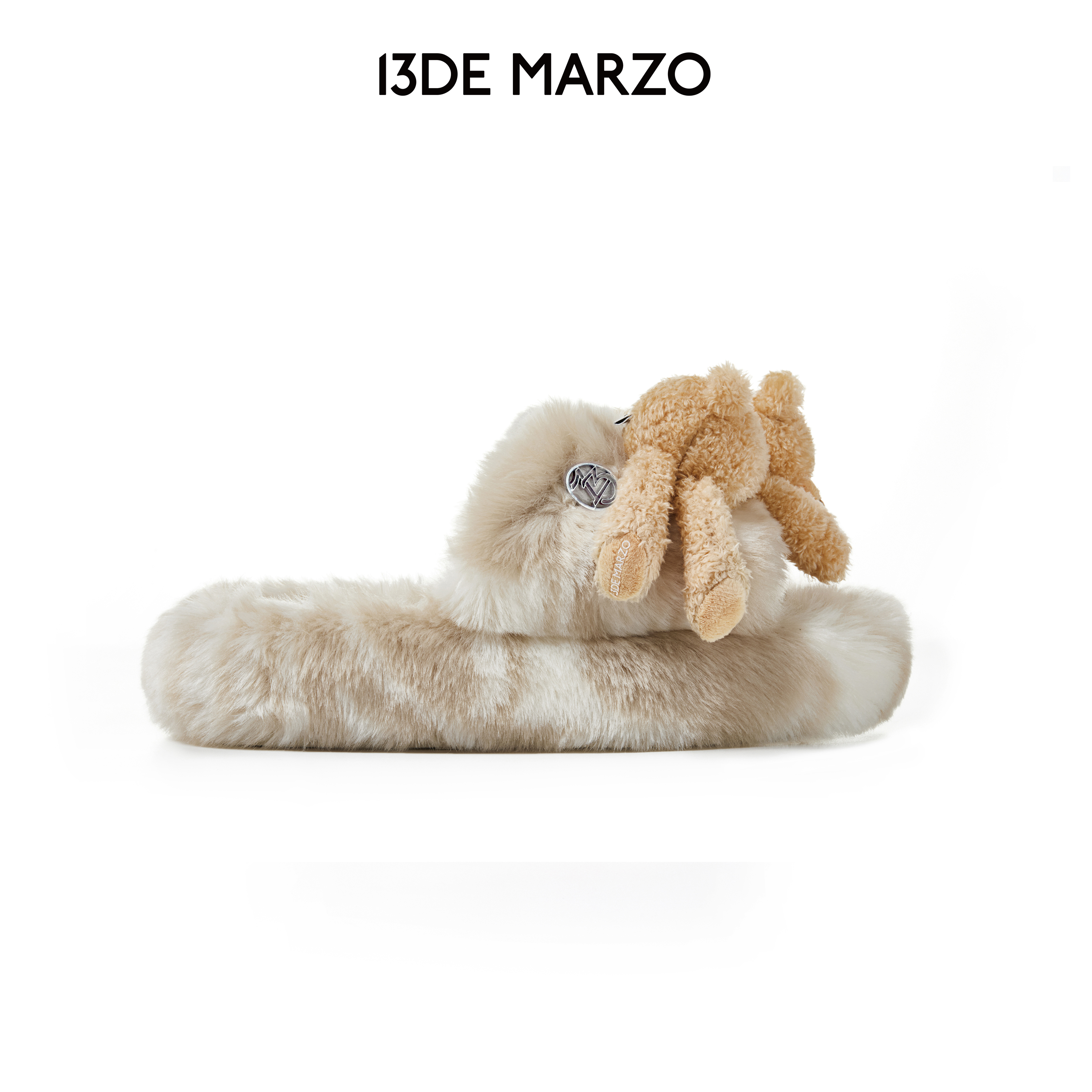 13DE MARZO【白鹿同款】立体可拆卸玩偶气质时尚百搭外穿毛绒拖鞋