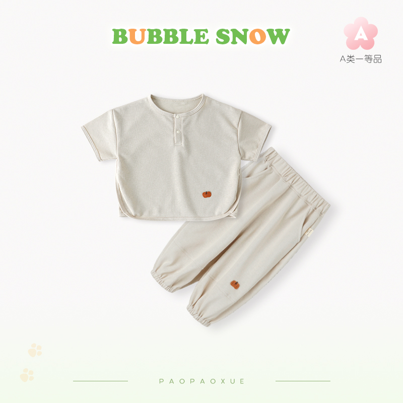 25505儿童简约短袖夏款套装薄款圆领宝宝运动户外夏季套装