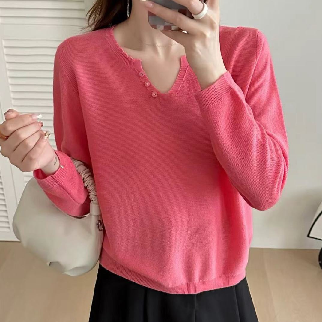 韩系甜美针织开衫纯色毛针织衫衫女针织宽松