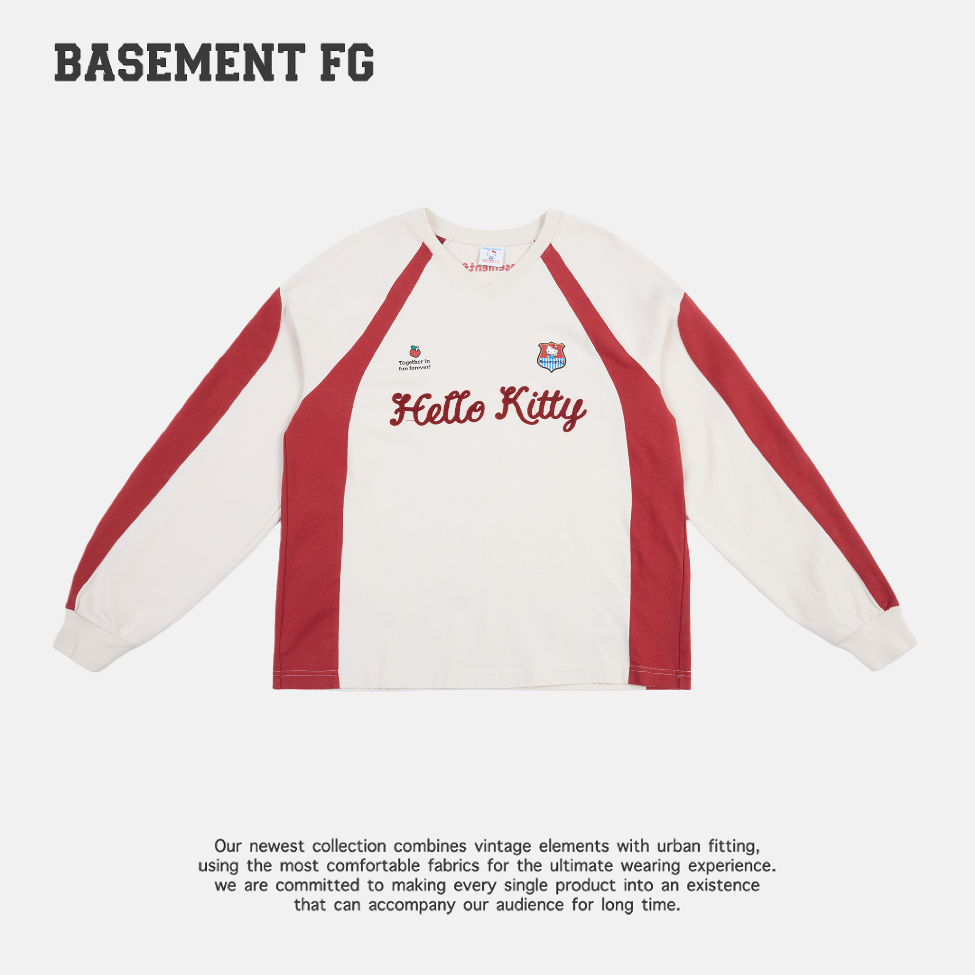 BASEMENT FGxHello Kitty女秋季复古蕾丝拼接T恤长袖251030227010