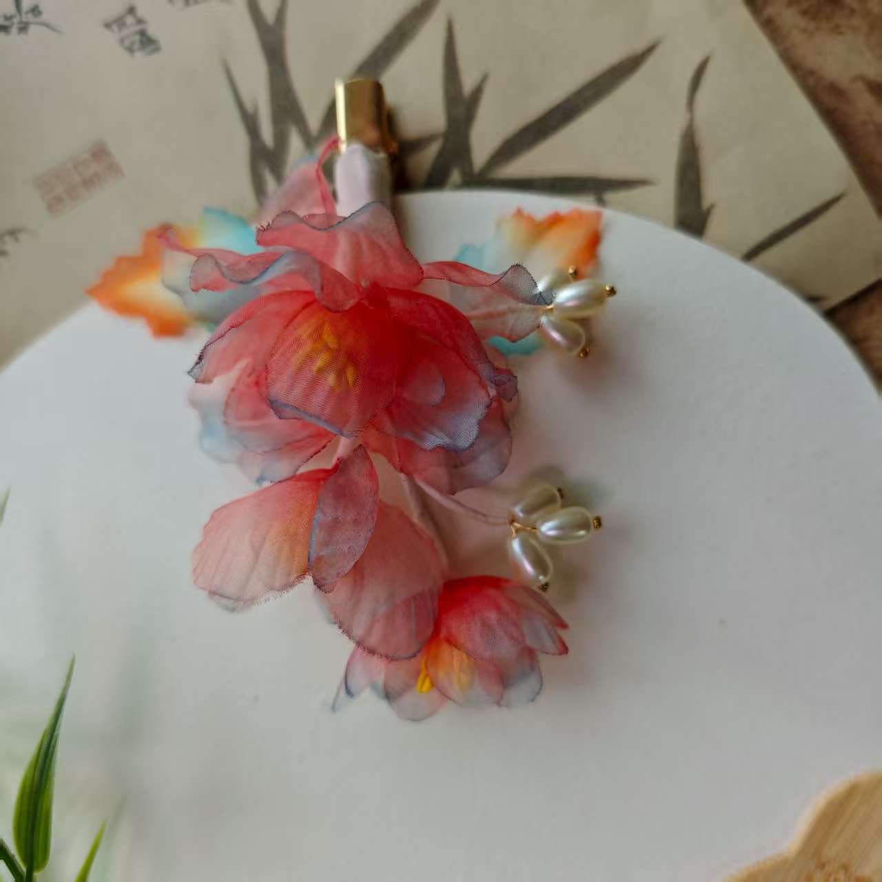 云鬓花古风饰品古装发饰烫花发饰发夹 绯笺蝶 仙气汉服头饰B247