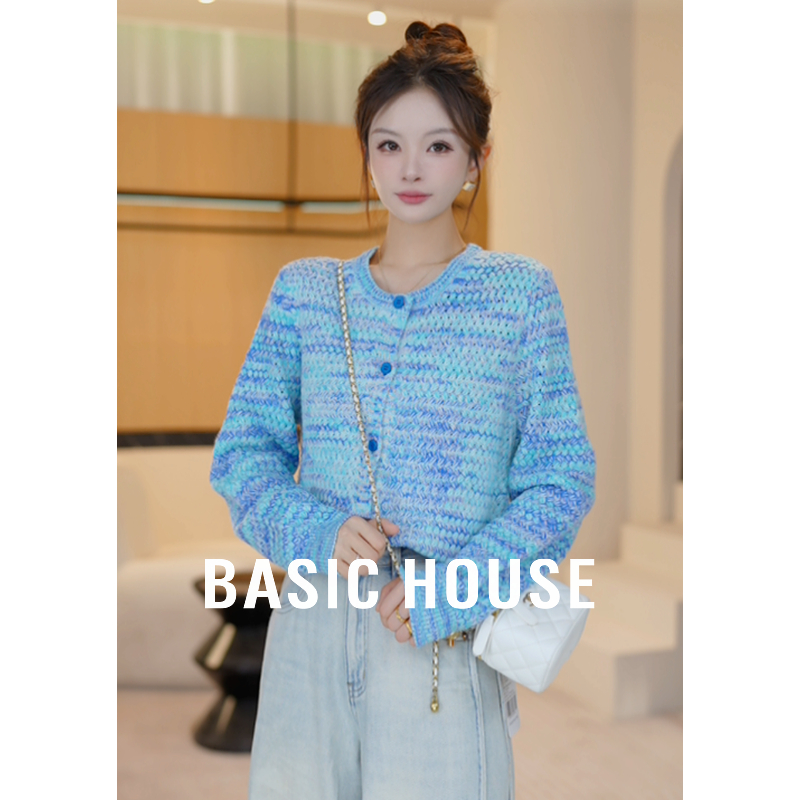 Basic House/百家好多巴胺圆领针织衫女秋季新款上衣B1195B55A62