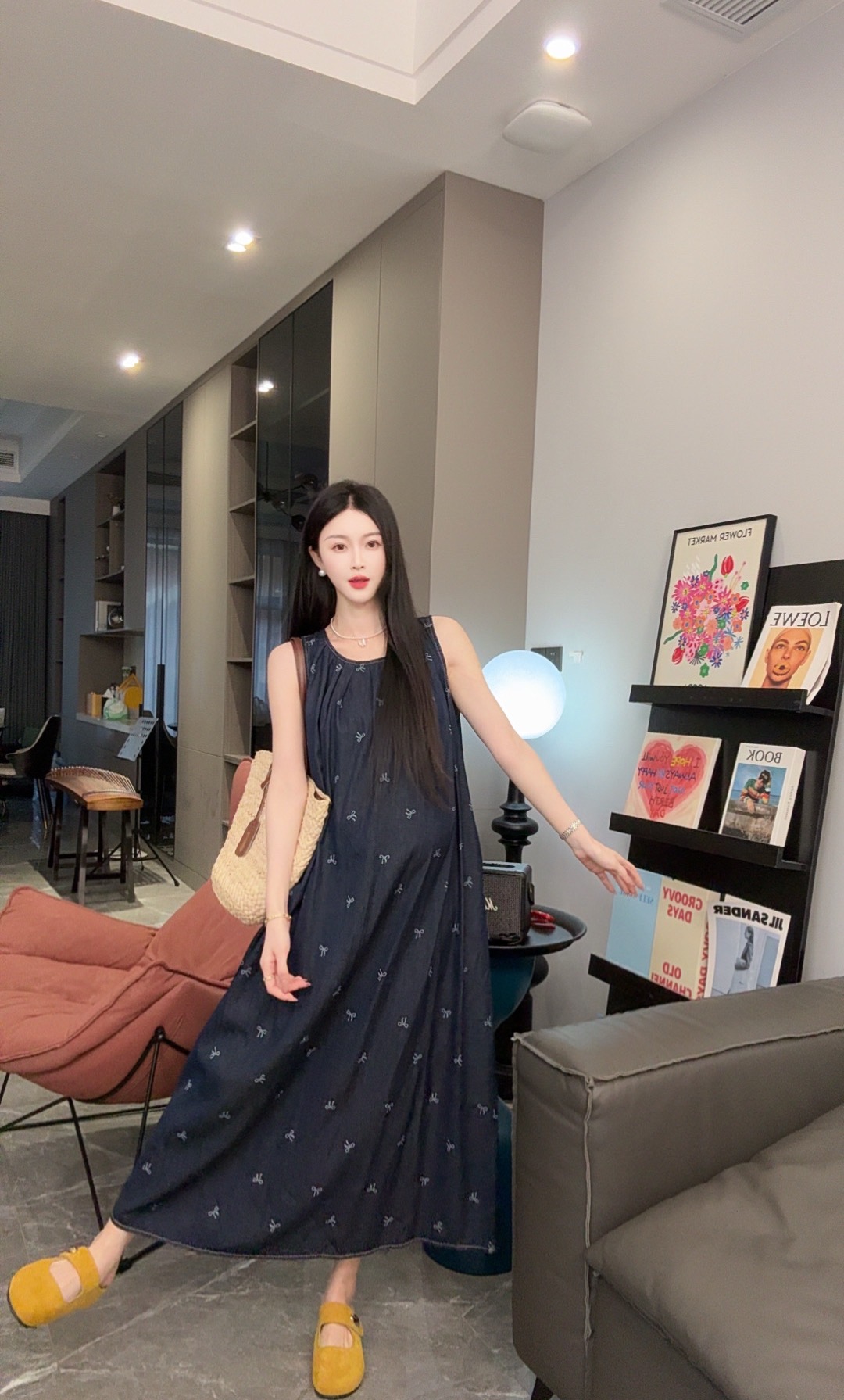 孕妇裙2025春夏新款时尚洋气显瘦气质甜美高腰百搭孕妇牛仔连衣裙