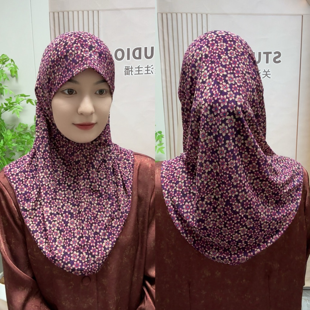 新款小碎花休闲盖头