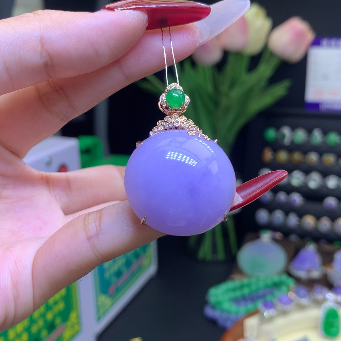 翡翠颈饰18K金镶嵌天然