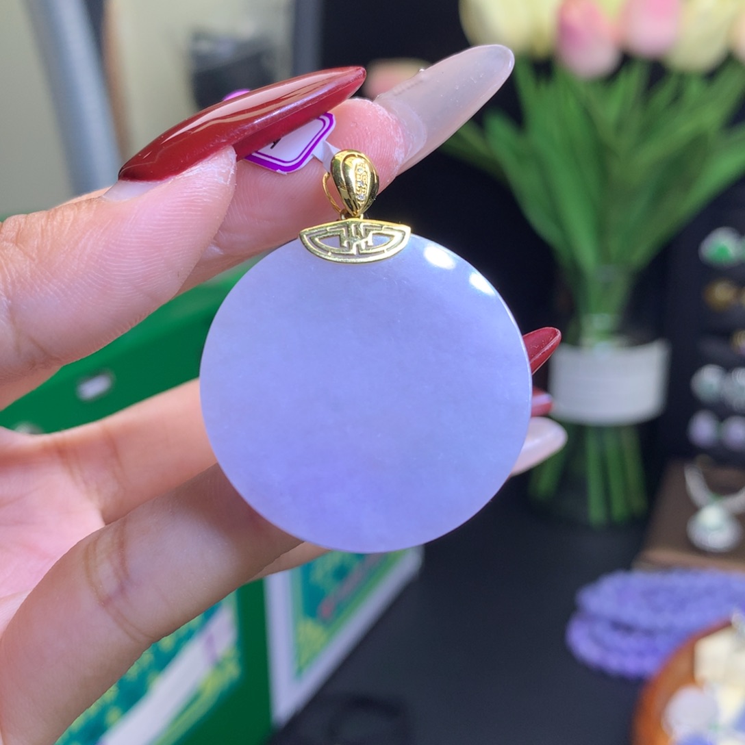 翡翠颈饰18K金镶嵌紫***?天然