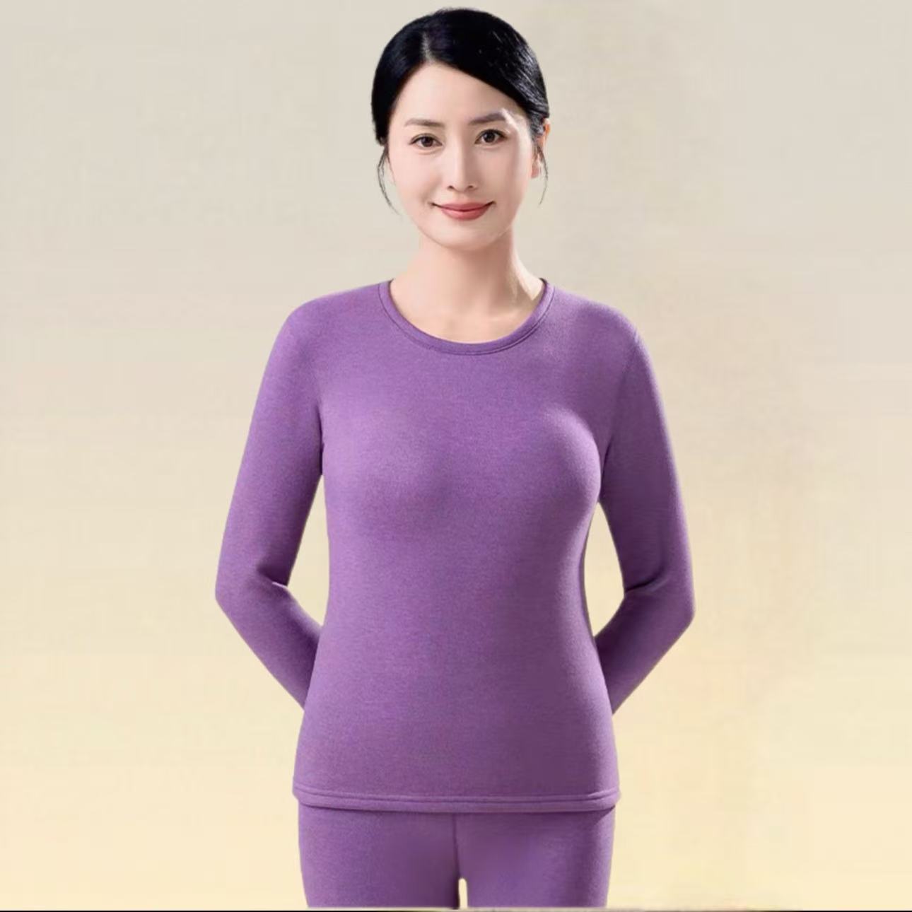 8931-女士三秒速热羔绒保暖套装（紫薇色）