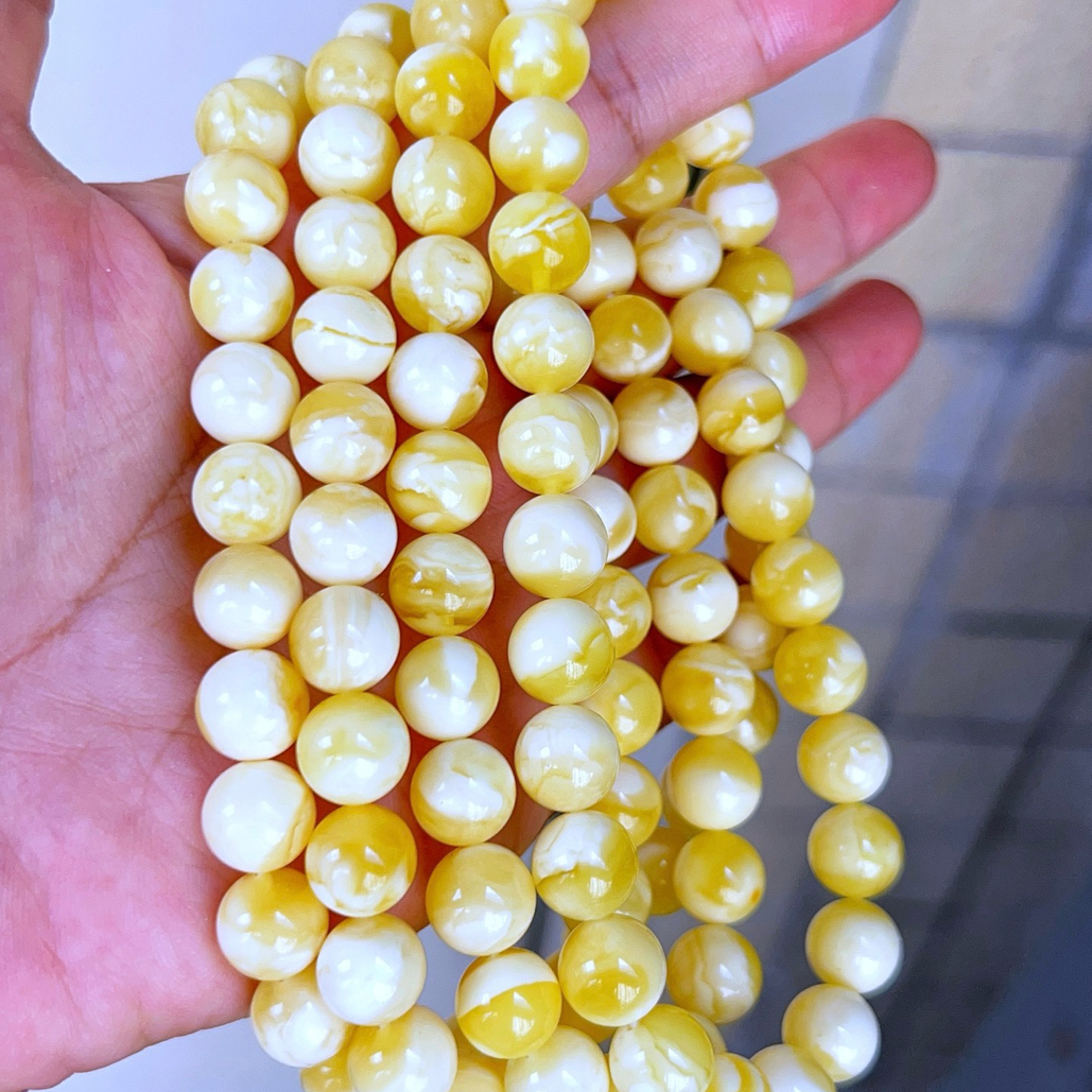 9+俄料金瓷白蜡108佛珠