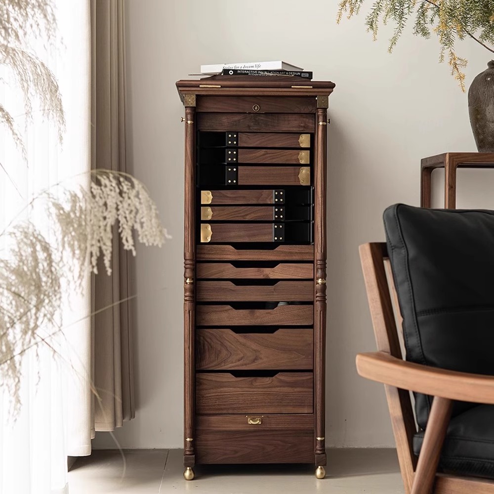 宋氏美学斗柜置物柜中古卧室抽屉柜北美黑胡桃木伊斯特莱克牙科柜