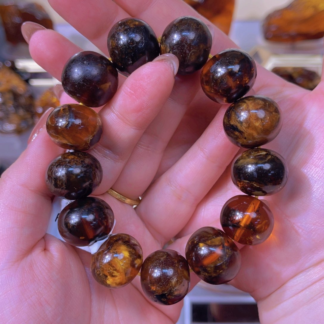 琥珀手链未镶嵌@****@抚顺琥珀手串20+