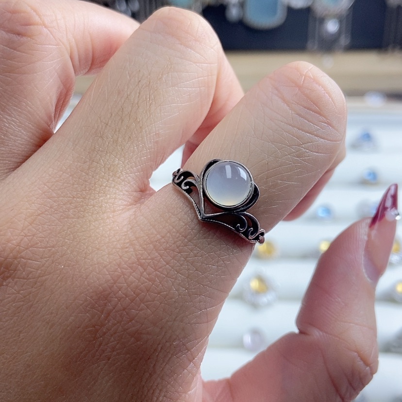 【闪购商品】岫玉戒指银S925镶嵌新疆西藏不包邮