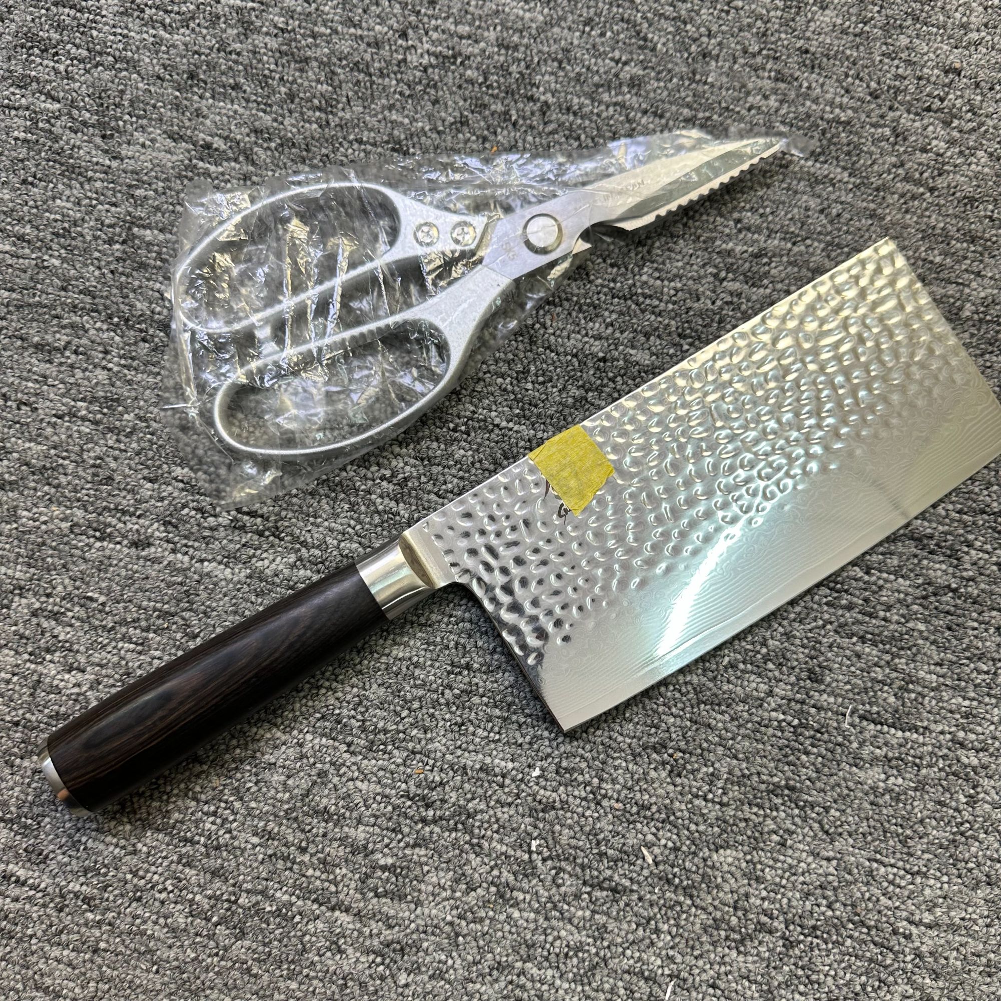 andeli 锤纹菜刀家用两件套厨师厨房用（赠剪刀）