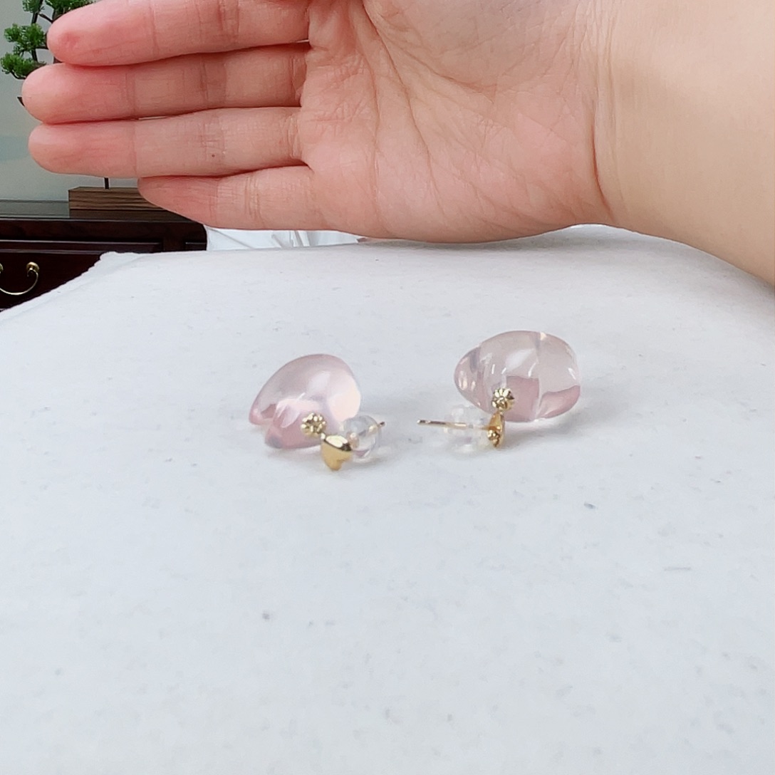 水晶耳饰18K金镶嵌水晶