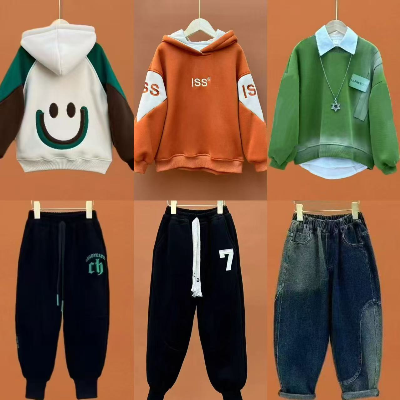 新现货803JH【6件春秋装】男女童春款韩版卫衣亲子装套装【不含衬衫】