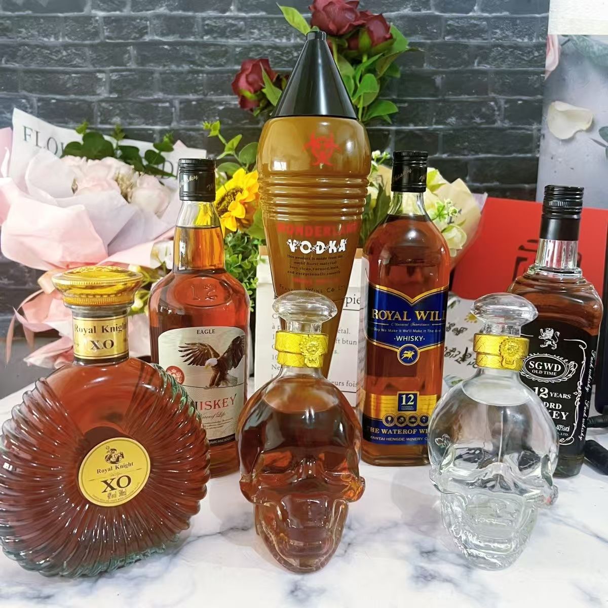 洋酒组合到手7瓶 炮弹伏特加白兰地骷髅头酒经典洋酒夜店酒批发