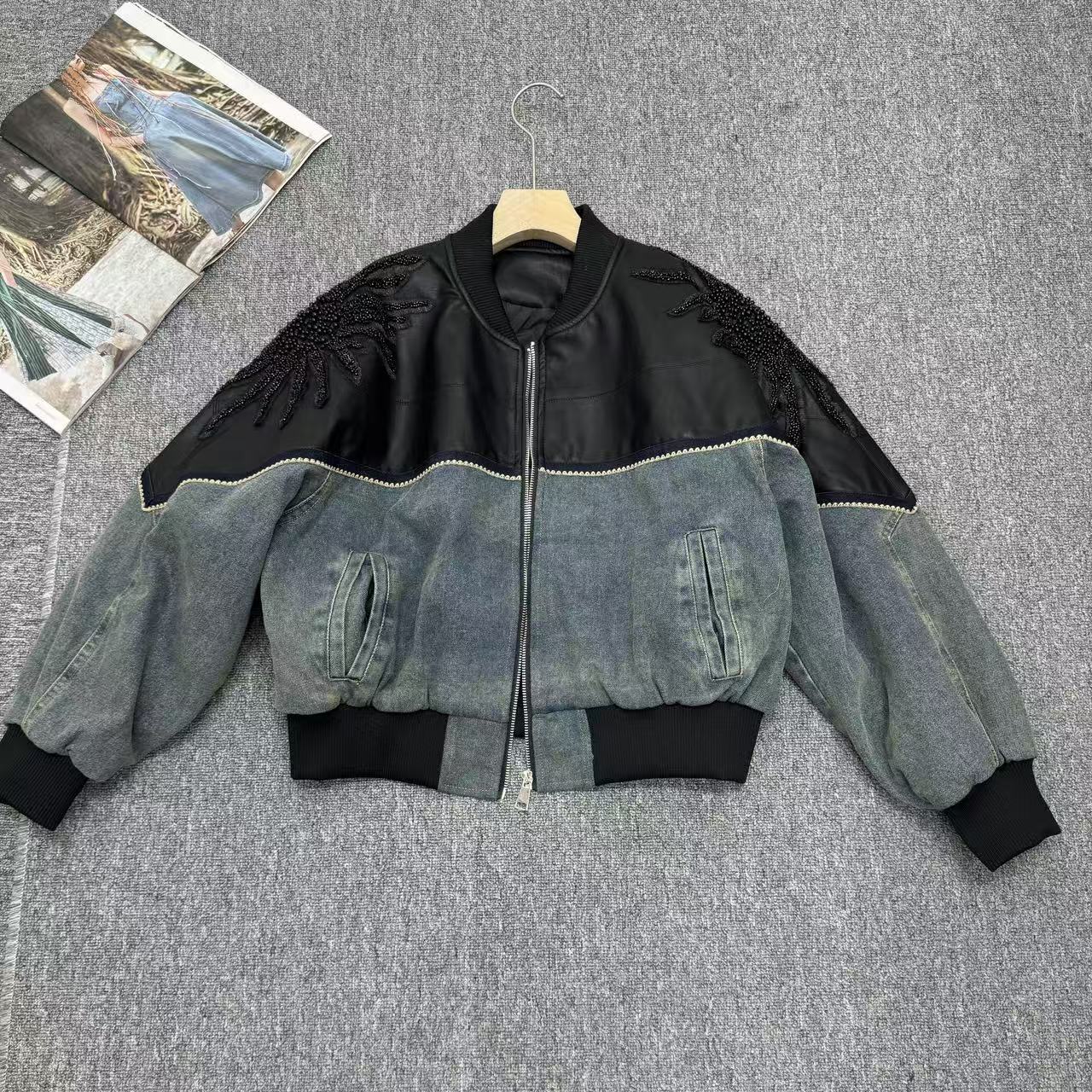 2025冬季新皮衣外套女高级感小个子皮配牛仔款棒球服夹克