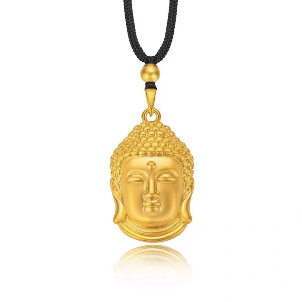 C523 佛头金色实心吊坠 带绳