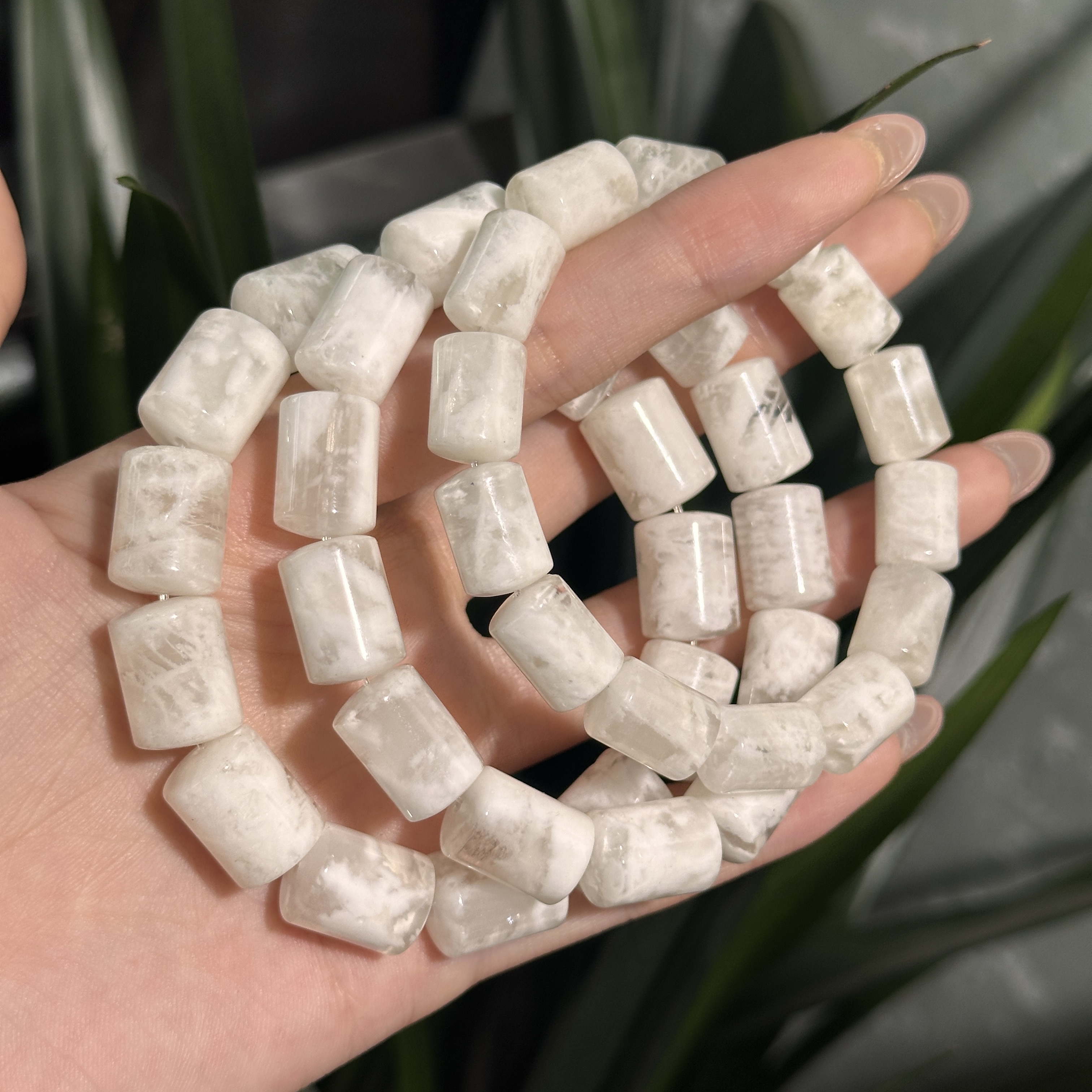 Y153 天然白雪花幽灵婚纱白桶珠手串 多样性发其一