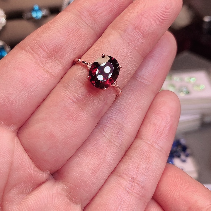 石榴石戒指银S925镶嵌