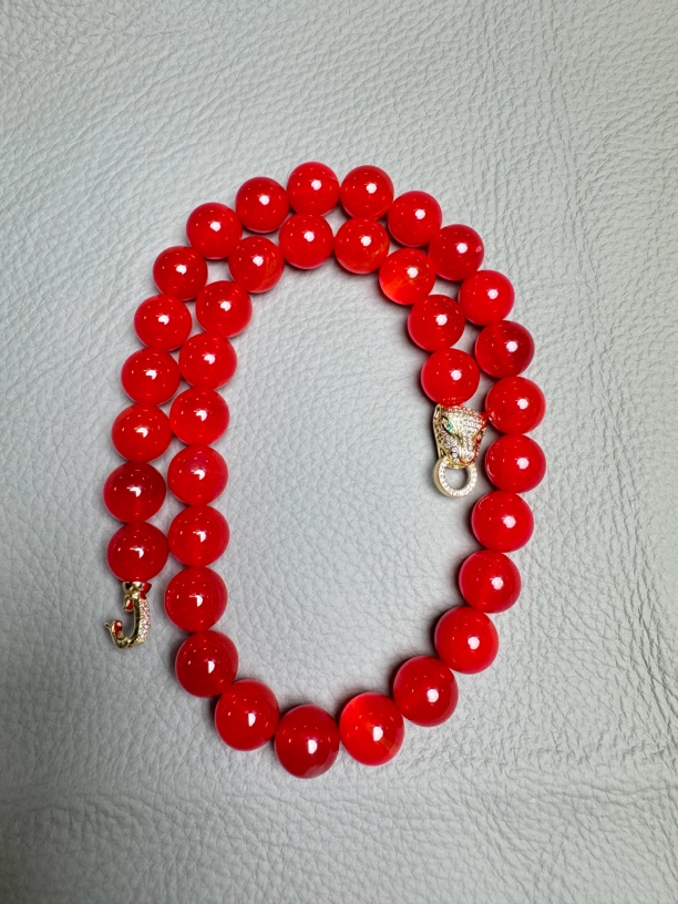 红色通透 红色项链 G638