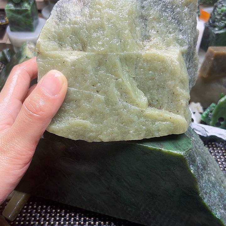 和田玉玉牌未镶嵌青***墨