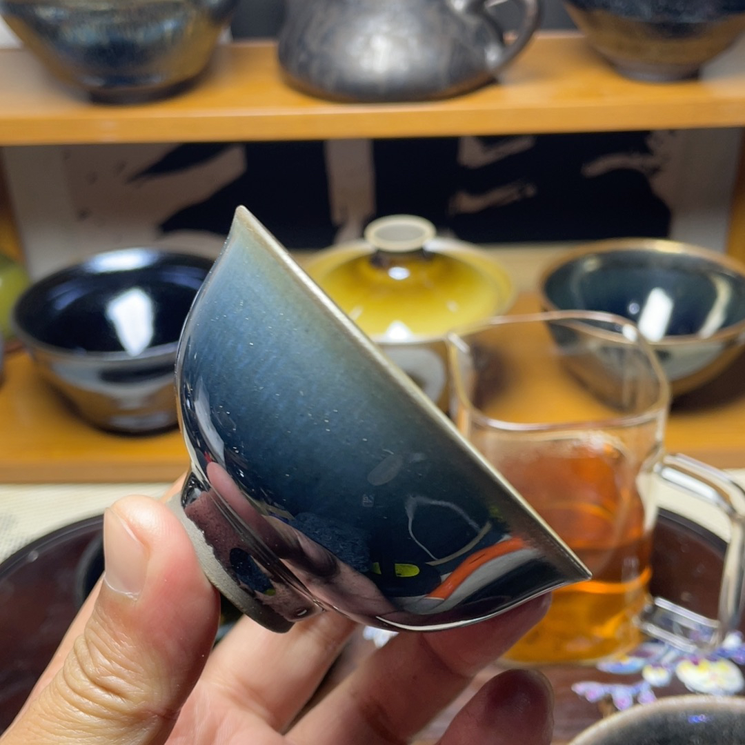 原矿釉手工龙窑柴烧 百花 建盏茶杯